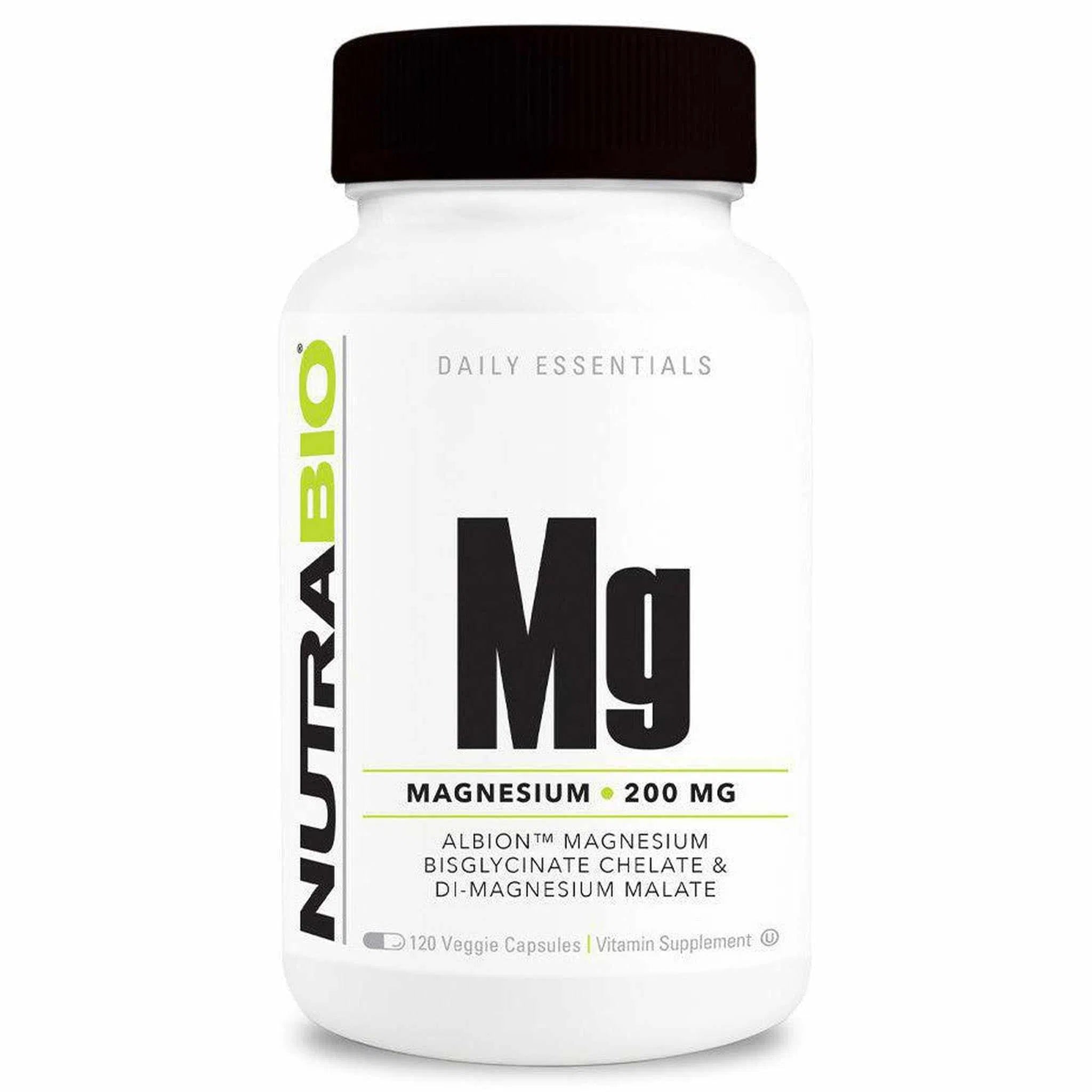 NutraBio Magnesium 200 mg - 120 Capsules