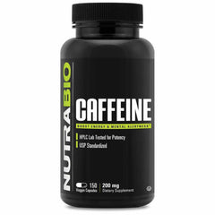 NutraBio Caffeine Pills 200 mg - 100 Capsules