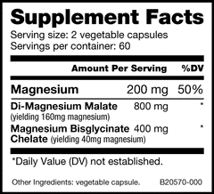 NutraBio Magnesium 200 mg - 120 Capsules - Ultimate Sport Nutrition